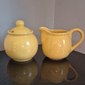 London Pottery Yellow Ceramic Sugar and Creamer Set